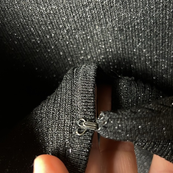 Pointelle Women’s Black Open-Front Sweater L Cardigan silk metallic nylon blend - Picture 9 of 9